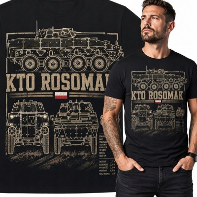 Koszulka męska „KTO Rosomak” - techniczny schemat pojazdu wojskowego