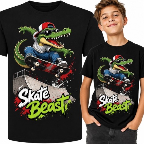 Koszulka chłopięca z krokodylem na deskorolce „Skate Beast”