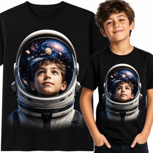 Koszulka chłopięca z astronautą - galaktyka i planety