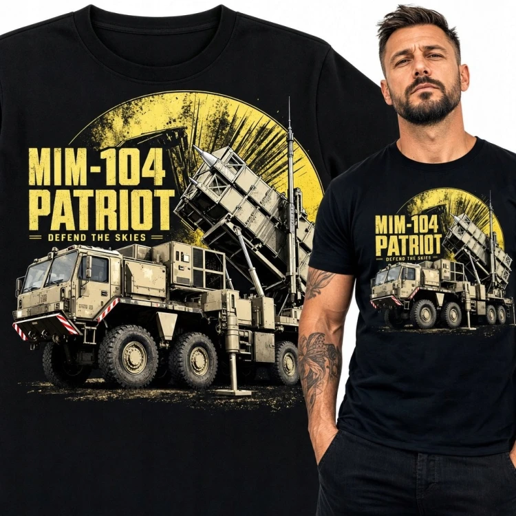 Koszulka męska z systemem Patriot „MIM-104 Patriot” - militarny nadruk retro