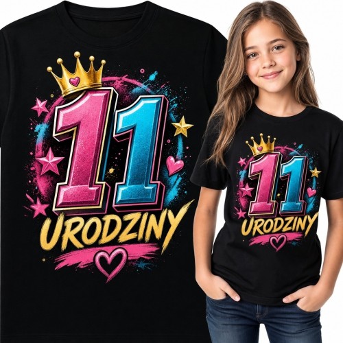 Koszulka dziewczęca na 11 urodziny z koroną - „11 urodziny”