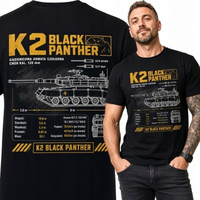 Koszulka męska „K2 Black Panther” - techniczny schemat czołgu