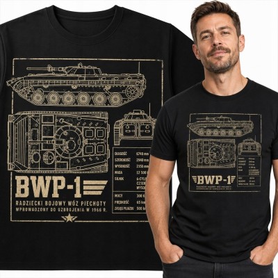 Koszulka męska z bojowym wozem piechoty „BWP-1” - schemat techniczny