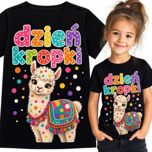 Koszulka dziewczęca na Dzień Kropki z kolorową lamą - „Dzień Kropki”