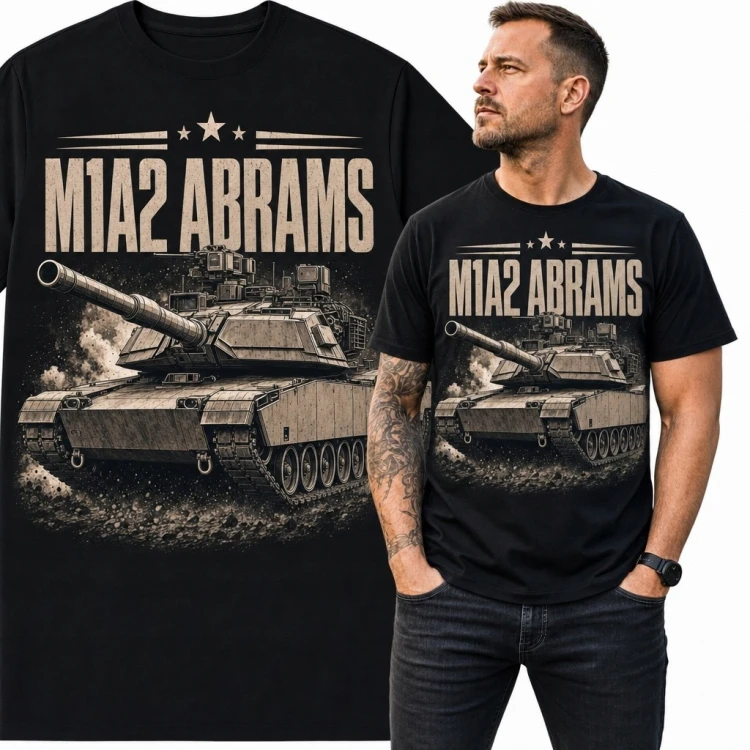 Koszulka męska z czołgiem - „M1A2 Abrams”