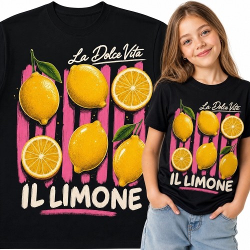 Koszulka dziewczęca z cytrynami „Il Limone” - włoski wzór