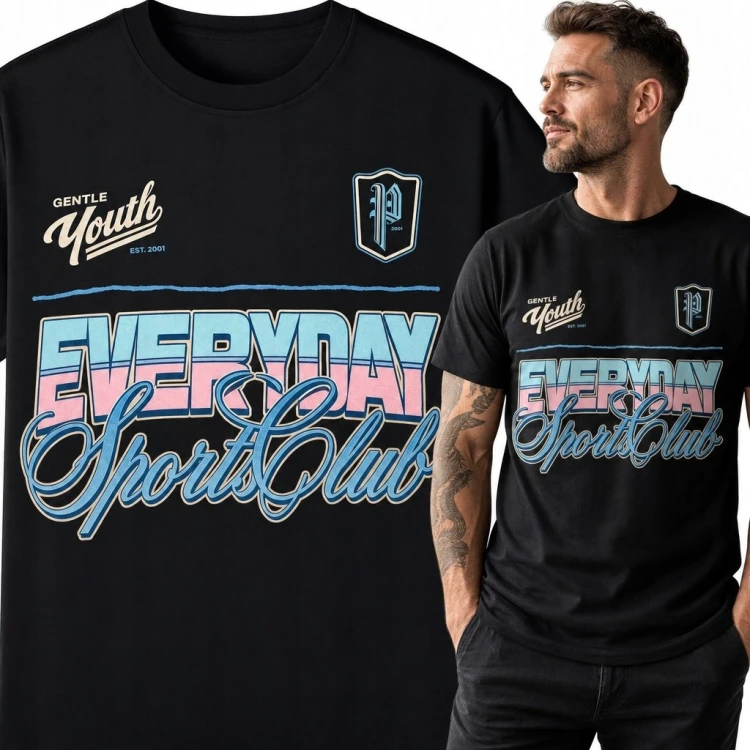Koszulka męska z retro motywem klubu sportowego „Everyday Sport Club” - streetwear