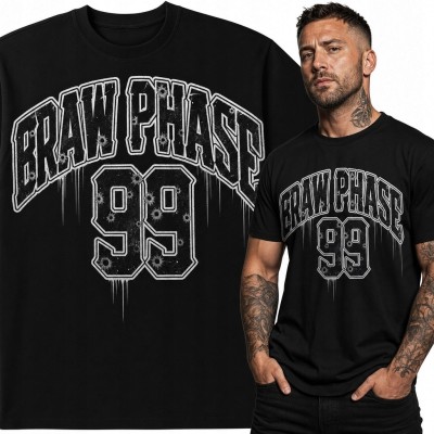 Koszulka męska streetwear „Raw Phase” 99 - postarzany nadruk